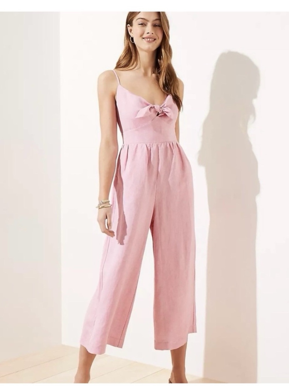 NWT, LOFT linen blend jumpsuit, size 6, pink